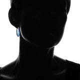 Blue Inside Out Hoops in 18K White Gold-Plating Made with Blue Swarovski Crystal Earrings - Tophatter Daily Deals