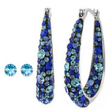 Blue Inside Out Hoops in 18K White Gold-Plating Made with Blue Swarovski Crystal Earrings - Tophatter Daily Deals