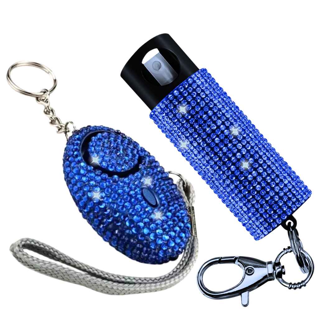 Bling Boss Rhinestone Pepper Spray and Panic Alarm Self-Defense Keychain Set Blue Package Deals - Tophatter Daily Deals