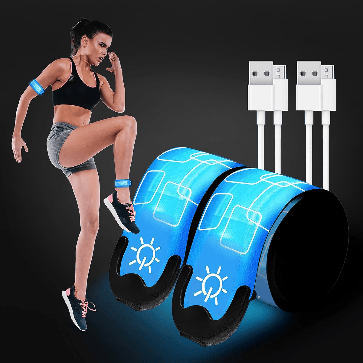 Led Armbands for Runners - 2pcs Armband Lights for Running USB Rechargeable Sports & Outdoor - Tophatter Daily Deals