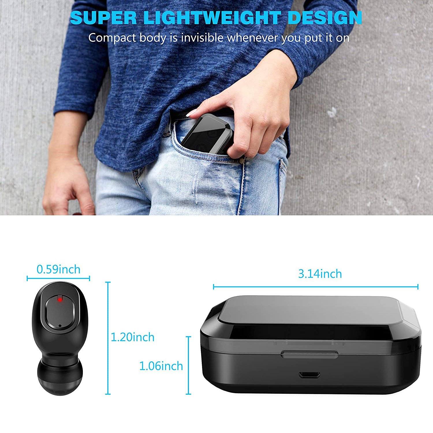 Bluetooth 5.0 Wireless Earbuds with 2000mAh Charging Case Stereo Headphones In-Ear Headphones - Tophatter Daily Deals