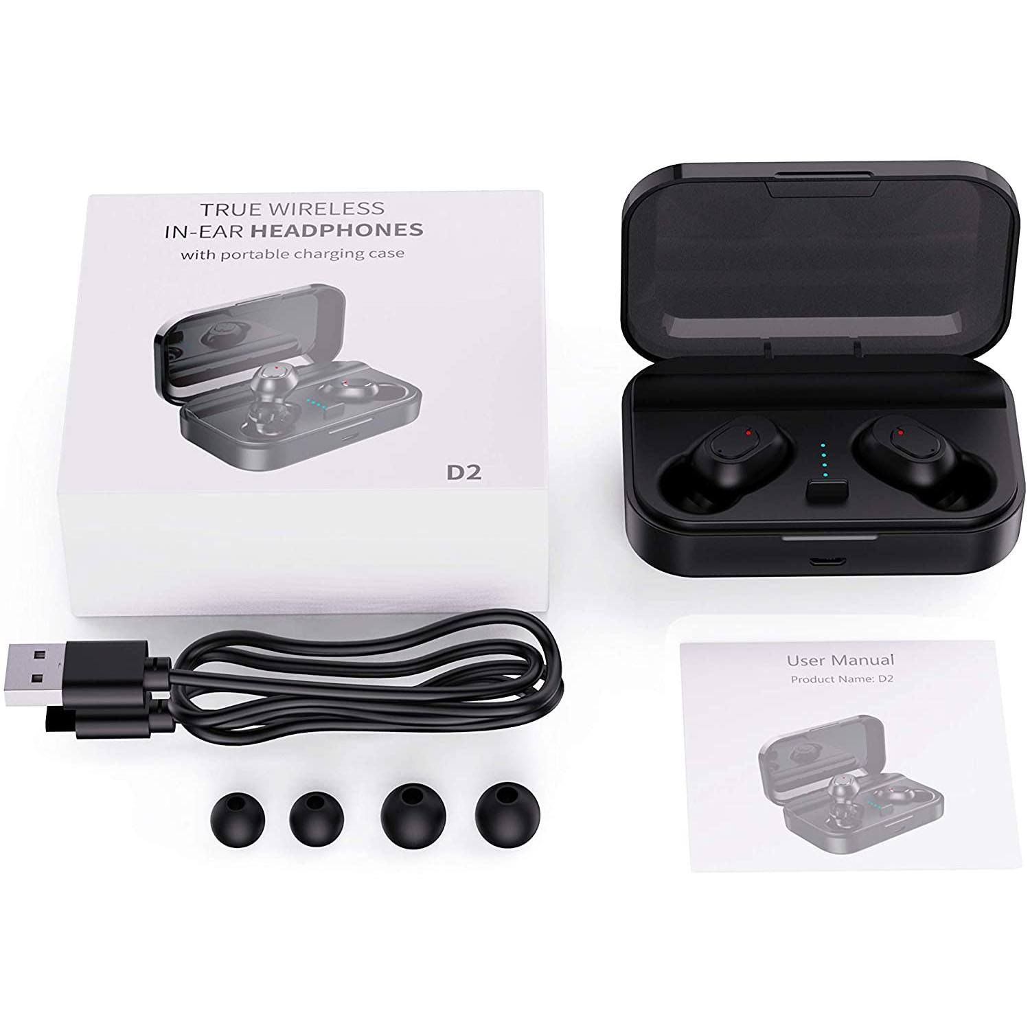 Bluetooth 5.0 Wireless Earbuds with 2000mAh Charging Case Stereo Headphones In-Ear Headphones - Tophatter Daily Deals