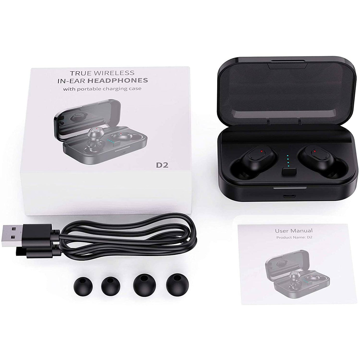 Bluetooth 5.0 Wireless Earbuds with 2000mAh Charging Case Stereo Headphones In-Ear Headphones - Tophatter Daily Deals
