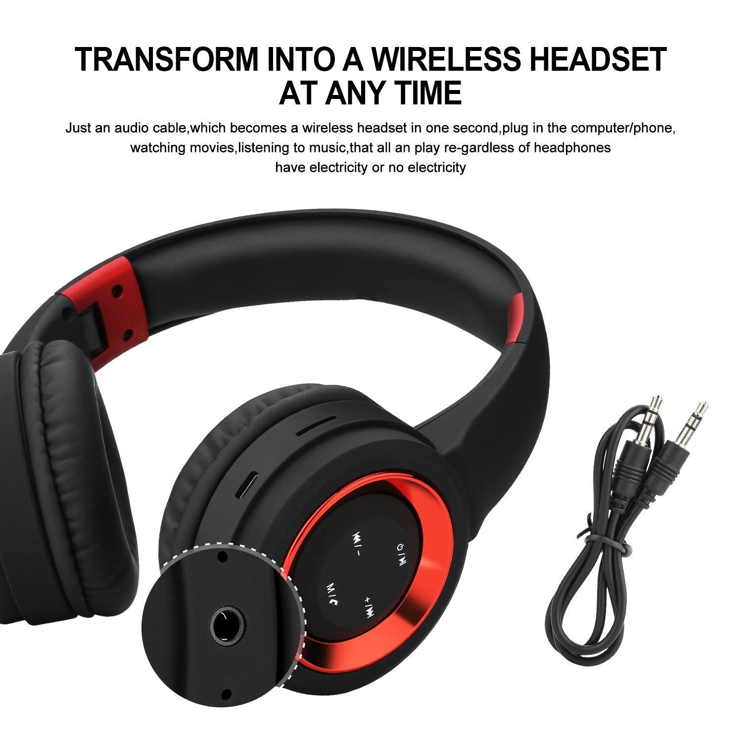 Bluetooth Headset Wireless Hi-Fi Stereo Foldable Headphones Over-Ear Headphones - Tophatter Daily Deals