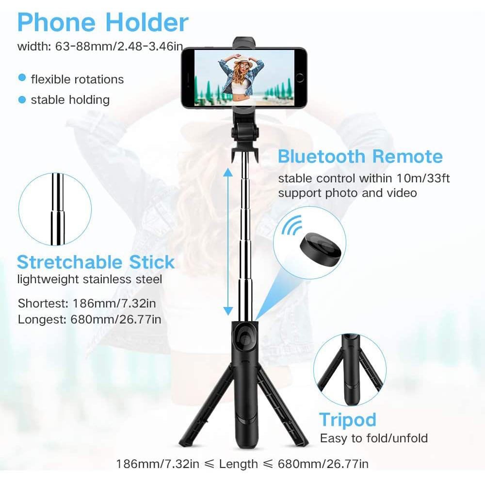 Bluetooth Selfie Stick Tripod Selfie Stick - Tophatter Daily Deals