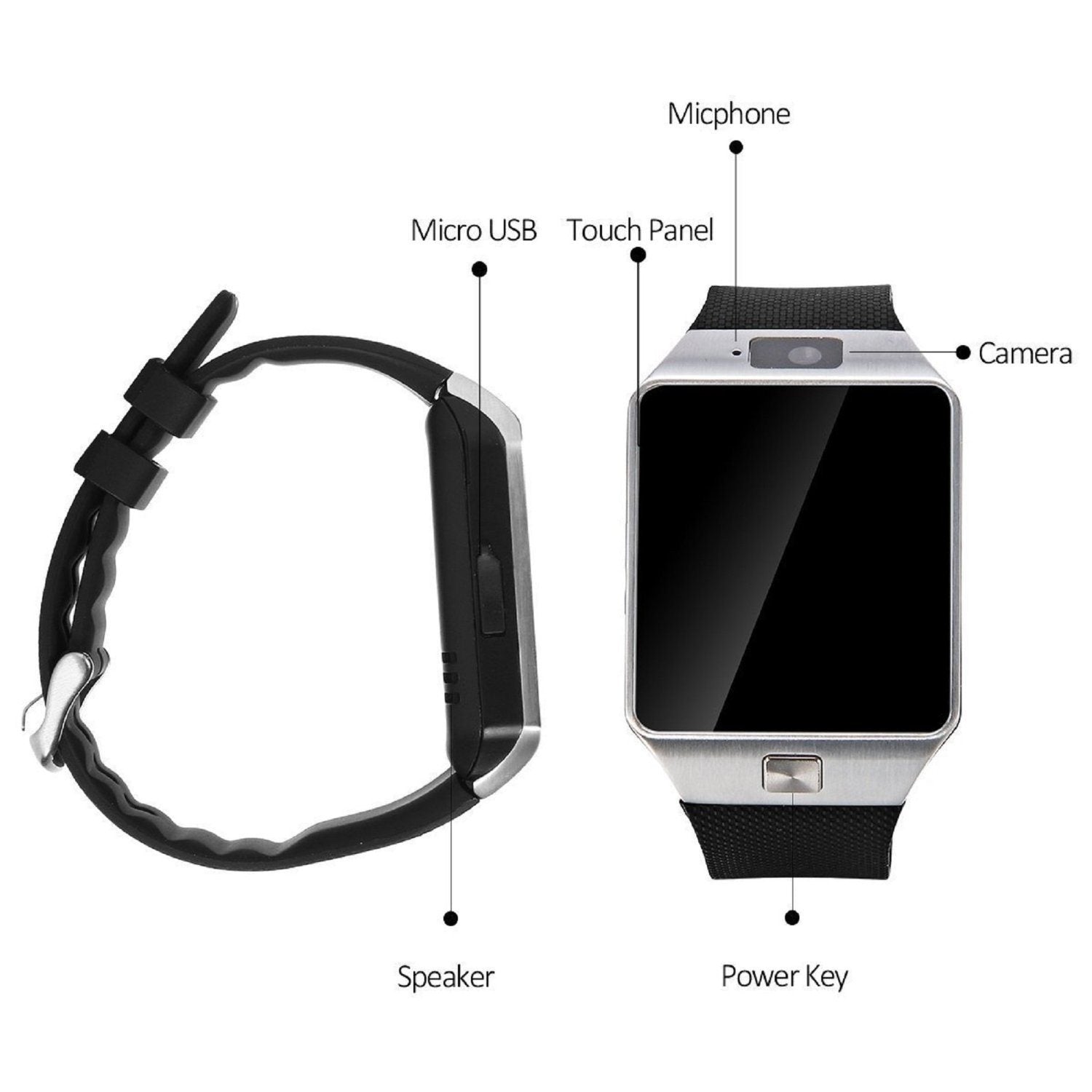 Bluetooth Smart Watch with Camera, Pedometer, Activity Monitor and iPhone/Android Phone Sync Unbranded Smart Watch - Tophatter Daily Deals