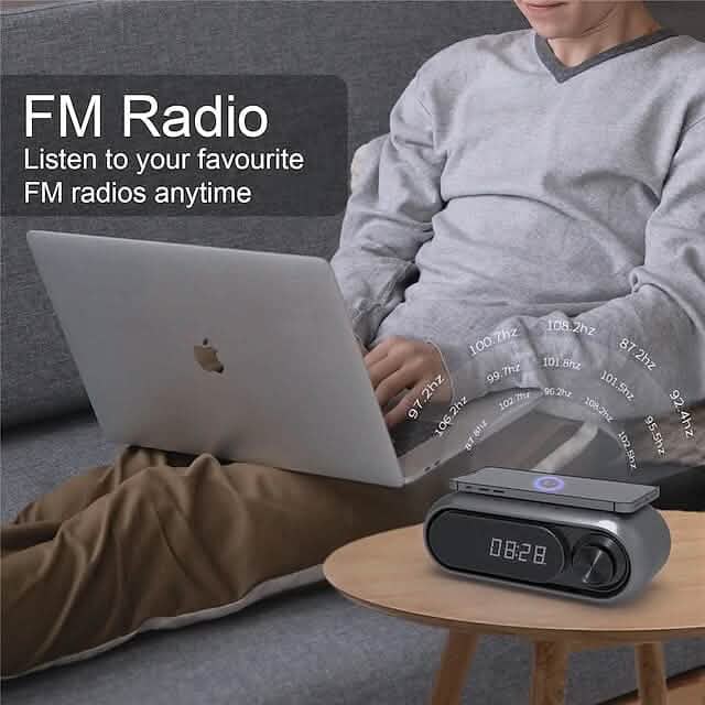 Bluetooth Speaker Wireless Charger with Alarm Clock Phone Chargers - Tophatter Daily Deals