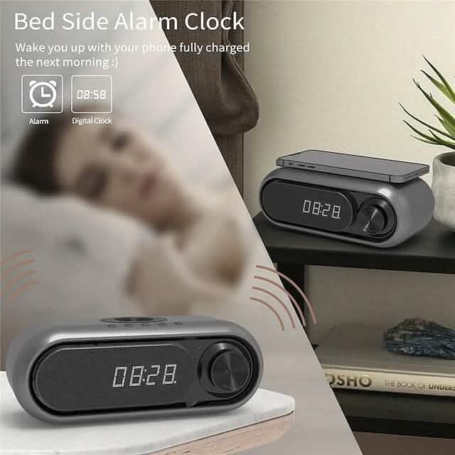 Bluetooth Speaker Wireless Charger with Alarm Clock Phone Chargers - Tophatter Daily Deals