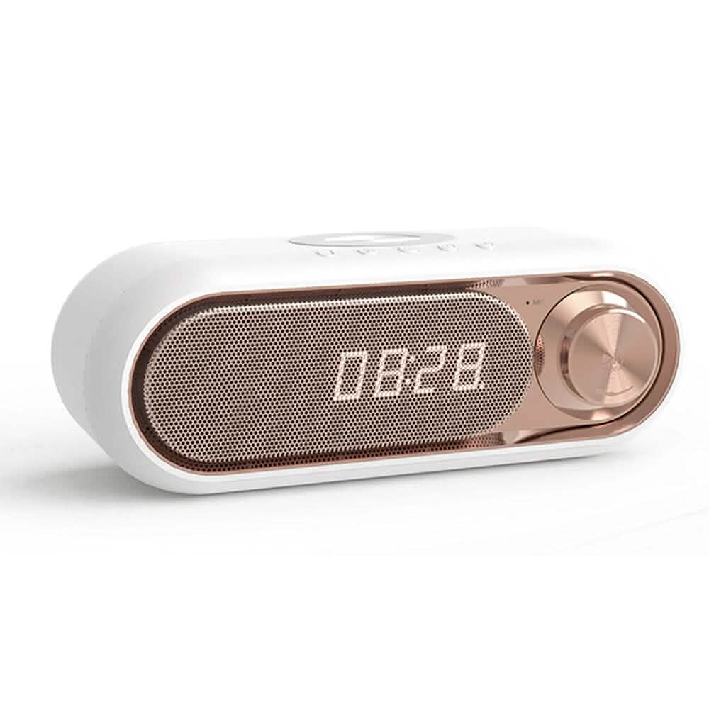 Bluetooth Speaker Wireless Charger with Alarm Clock White Phone Chargers - Tophatter Daily Deals