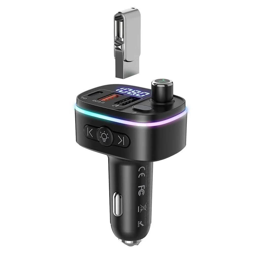 Bluetooth V5.0 FM Transmitter USB Car Charger Automotive - Tophatter Daily Deals