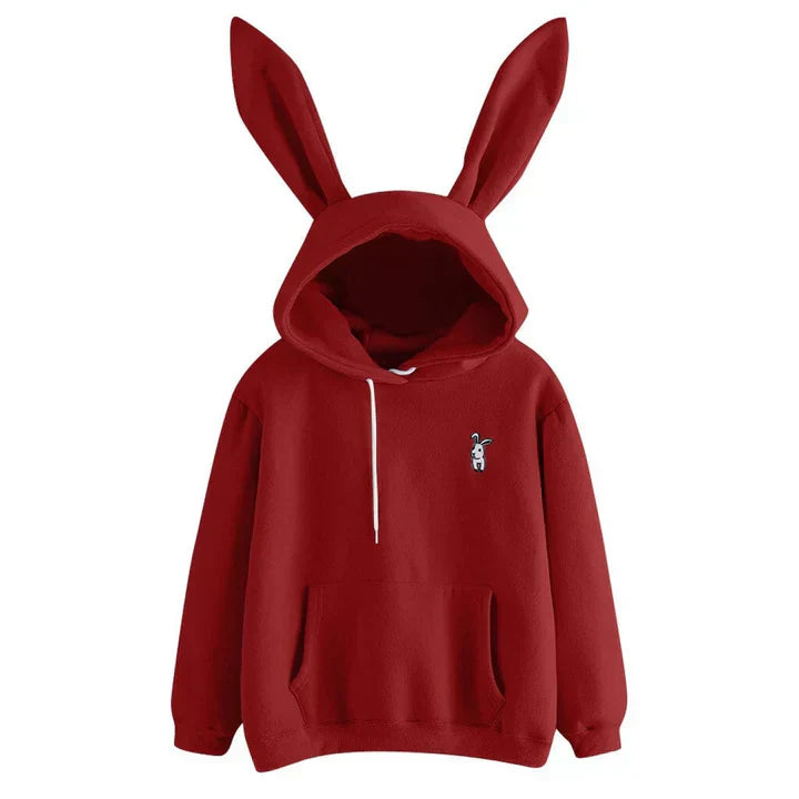 Oversized Cozy Women’s Rabbit Ear Hoodie - Fleece, Casual Bordeaux - Tophatter Daily Deals