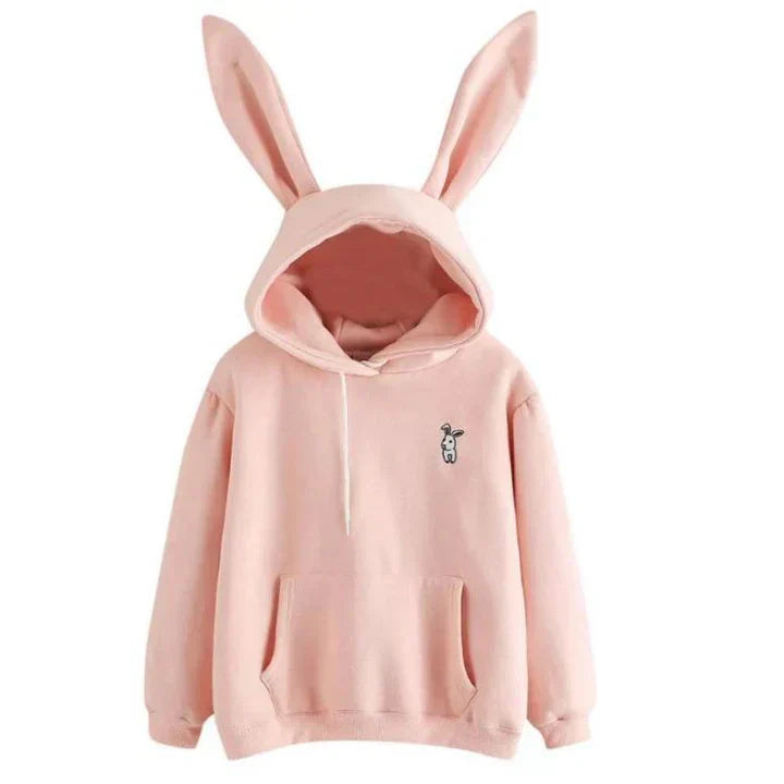 Oversized Cozy Women’s Rabbit Ear Hoodie - Fleece, Casual Pink - Tophatter Daily Deals