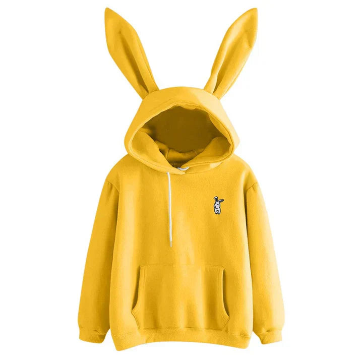 Oversized Cozy Women’s Rabbit Ear Hoodie - Fleece, Casual Yellow - Tophatter Daily Deals