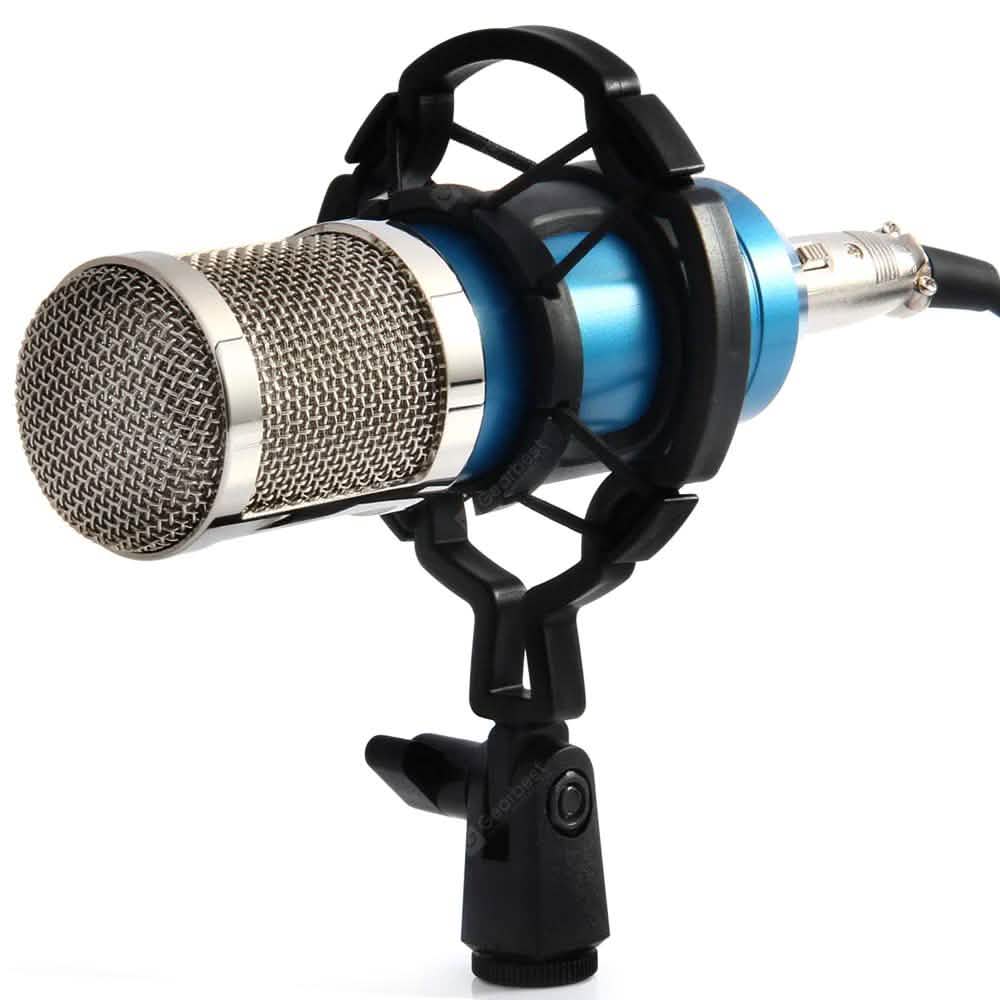 BM-800 Condenser Sound Recording Microphone with Shock Mount for Radio Braodcasting Blue Audio Accessories - Tophatter Daily Deals