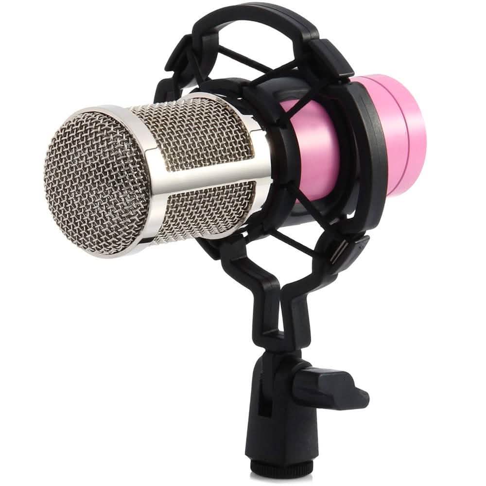 BM-800 Condenser Sound Recording Microphone with Shock Mount for Radio Braodcasting Pink Audio Accessories - Tophatter Daily Deals