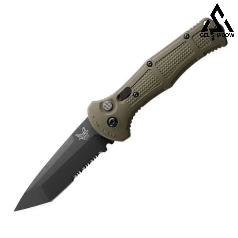 BM Claymore Automatic Knife Black-GS43 Brown Half Tooth BRASSKNUCKLE - Tophatter Daily Deals