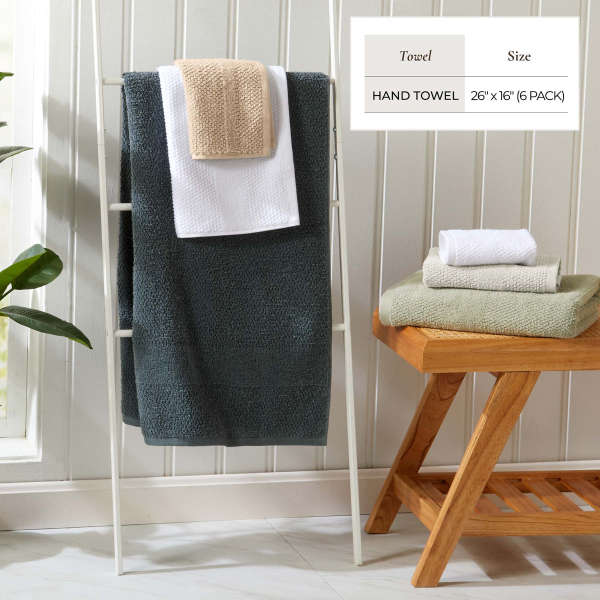 100% Cotton Woven Texture Bath Towel Set - Marbella Collection Bath - Tophatter Daily Deals