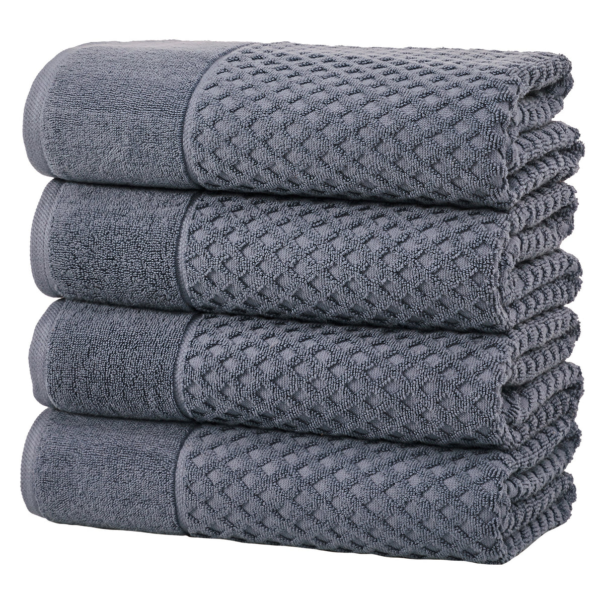 Cotton Diamond Waffle Weave Bath Towel Set - Grayson Collection Bath Towel (Pack of 4) Chambray Blue Bath - Tophatter Daily Deals