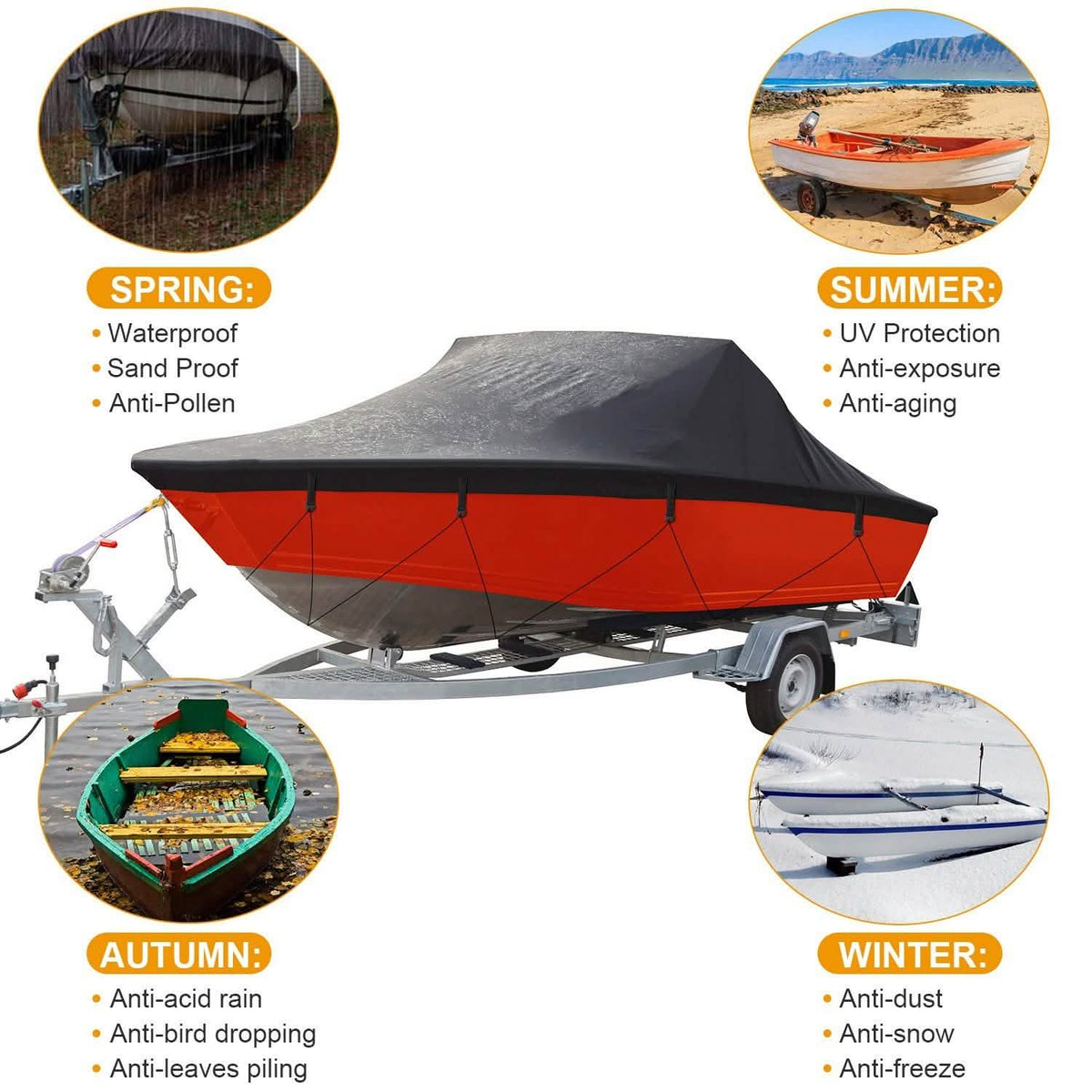 Boat Cover 210D Waterproof Dustproof Trailerable Boat Protector Everything Else - Tophatter Daily Deals