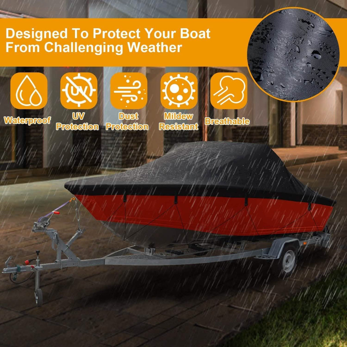Boat Cover 210D Waterproof Dustproof Trailerable Boat Protector Everything Else - Tophatter Daily Deals