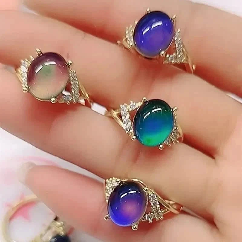 Boho Style Color Changing Mood Stone Cuff Rings Rings - Tophatter Daily Deals