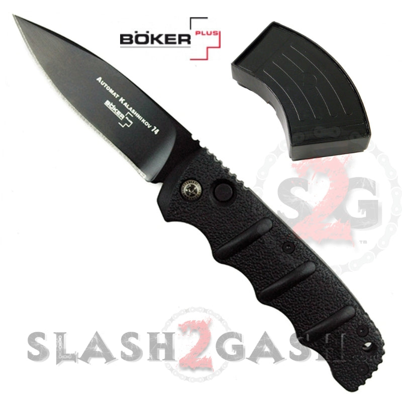 Boker Kalashnikov Automatic Conversion Knife - Black Drop Serrated Drop Point Plain Knife-Auto - Tophatter Daily Deals