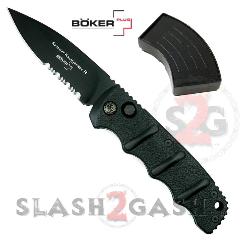 Boker Kalashnikov Automatic Conversion Knife - Black Drop Point Drop Point Serrated Knife-Auto - Tophatter Daily Deals