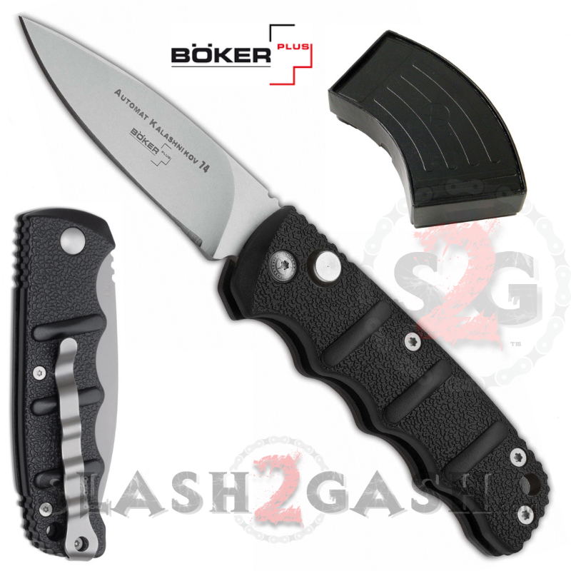Boker Kalashnikov Automatic Knife w/ Bead Blast - Drop Point Drop Point - Bead Blasted Knife-Auto - Tophatter Daily Deals