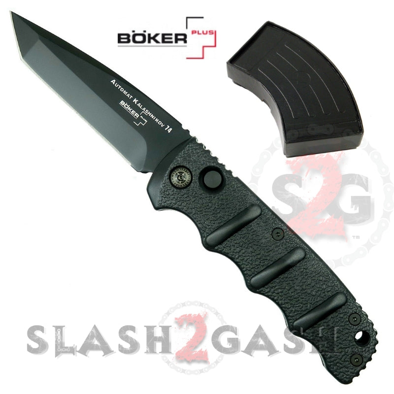 Boker Kalashnikov Automatic Conversion Knife - Black Tanto Plain Tanto Plain Knife-Auto - Tophatter Daily Deals