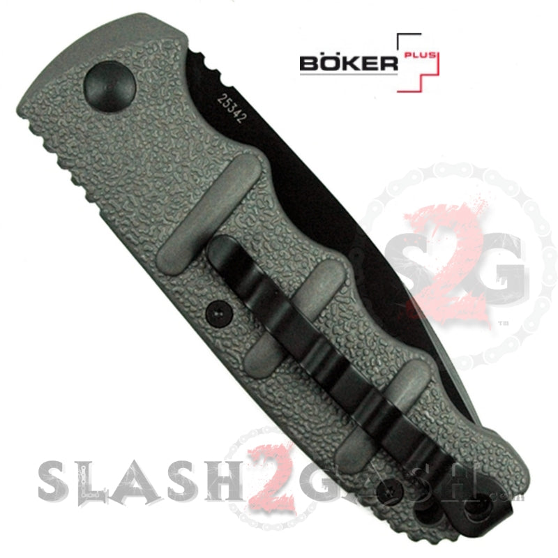 Boker Kalashnikov Automatic Knife Gun Metal Grey - Drop Serrated Knife-Auto - Tophatter Daily Deals