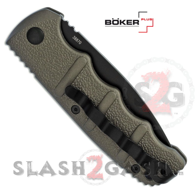 Boker Kalashnikov Automatic Knife Gun Metal Grey - Drop Serrated Knife-Auto - Tophatter Daily Deals