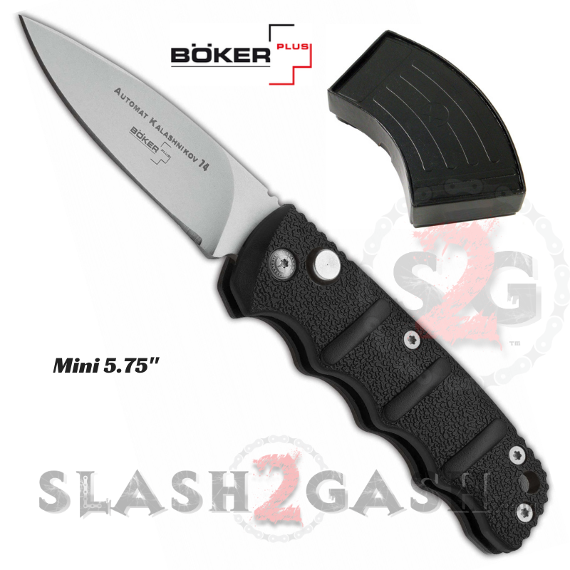 Boker Kalashnikov Mini Automatic Knife Small - Bead Blast Drop Mini 5.75" - Drop Point Knife-Auto - Tophatter Daily Deals