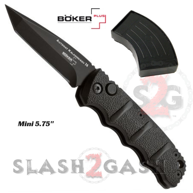 Boker Kalashnikov Mini Automatic Knife Small - Black Tanto Serrated Mini 5.75