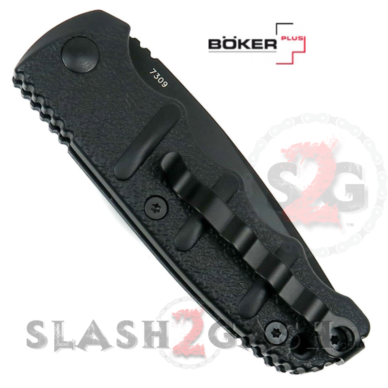 Boker Kalashnikov Mini Automatic Knife Small - Black Tanto Serrated Knife-Auto - Tophatter Daily Deals