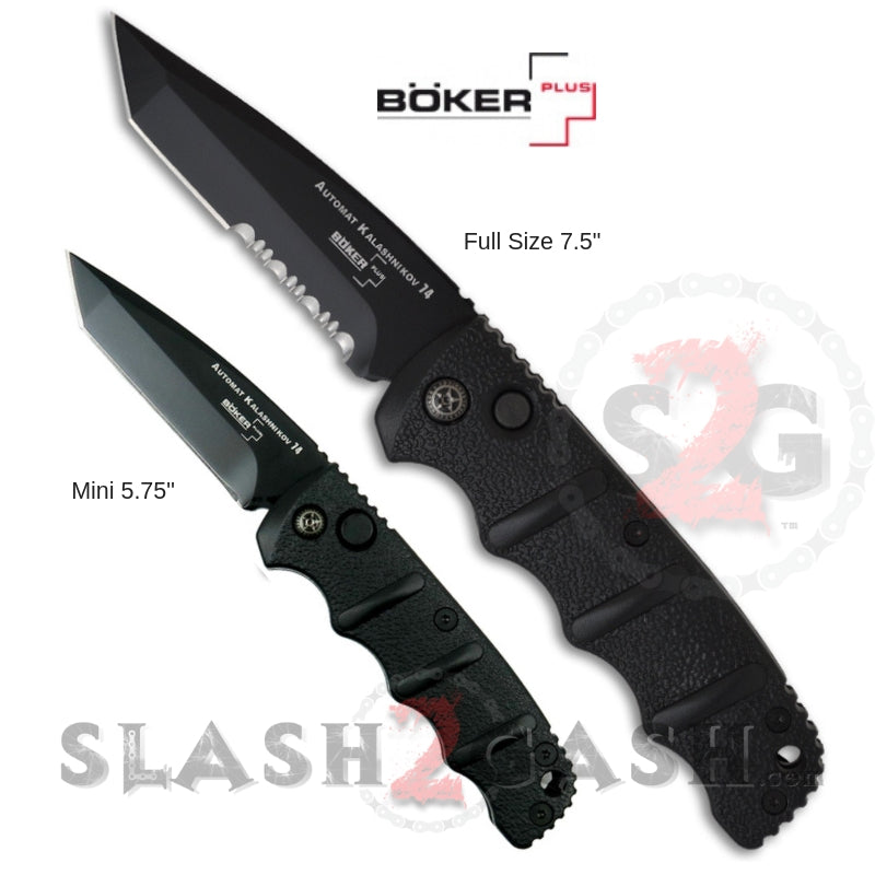 Boker Kalashnikov Mini Automatic Knife Small - Black Tanto Plain Knife-Auto - Tophatter Daily Deals