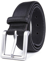 Bonded Leather Belt for Men – Nickel Buckle, 1.4" Strap Black Belts & Ties - Tophatter Daily Deals