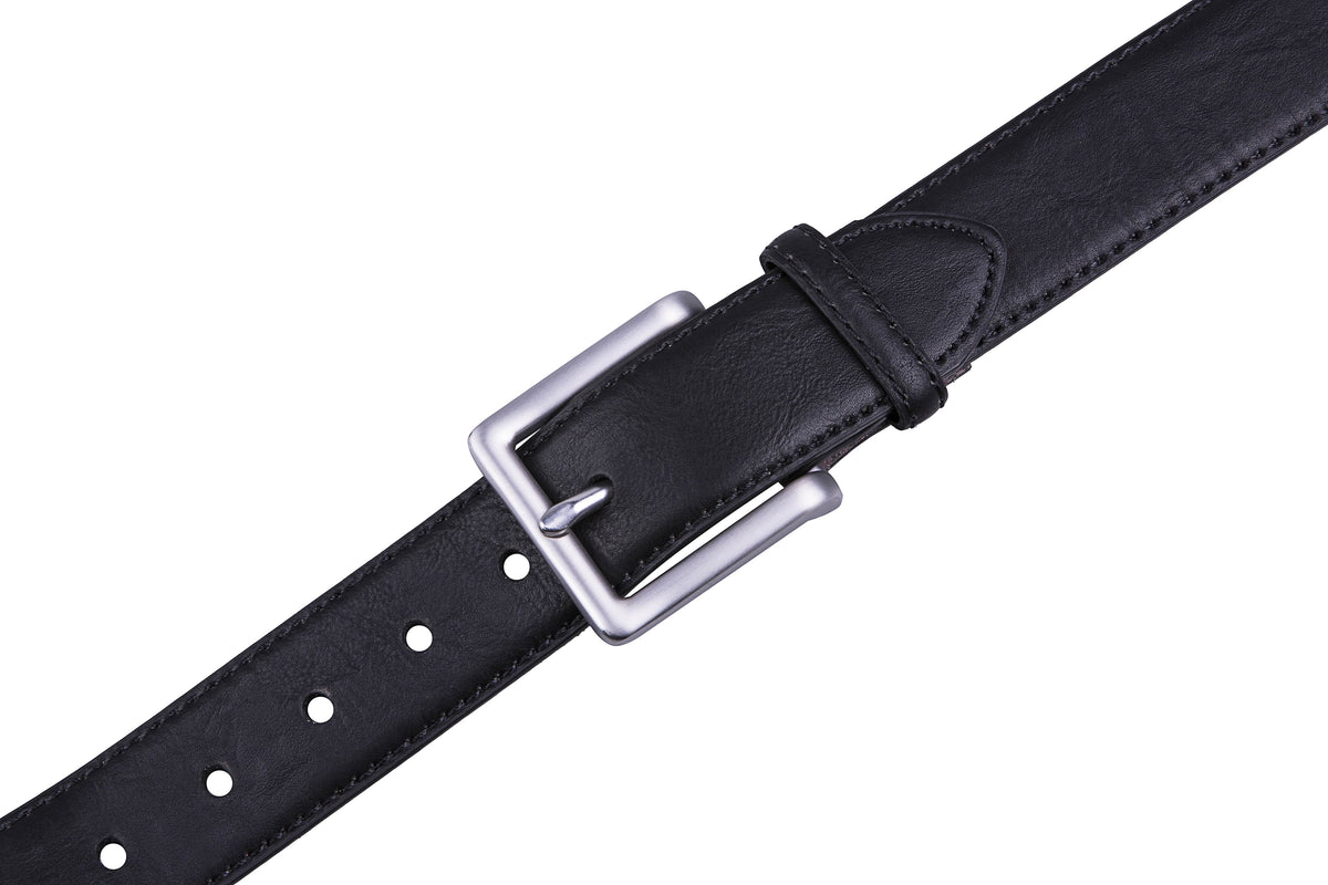 Bonded Leather Belt for Men – Nickel Buckle, 1.4" Strap Belts & Ties - Tophatter Daily Deals