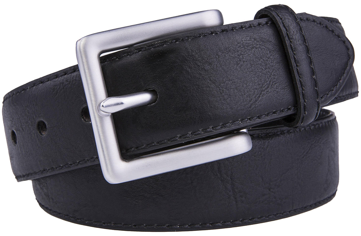 Bonded Leather Belt for Men – Nickel Buckle, 1.4" Strap Belts & Ties - Tophatter Daily Deals