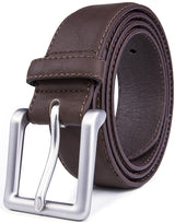 Bonded Leather Belt for Men – Nickel Buckle, 1.4" Strap Brown Belts & Ties - Tophatter Daily Deals
