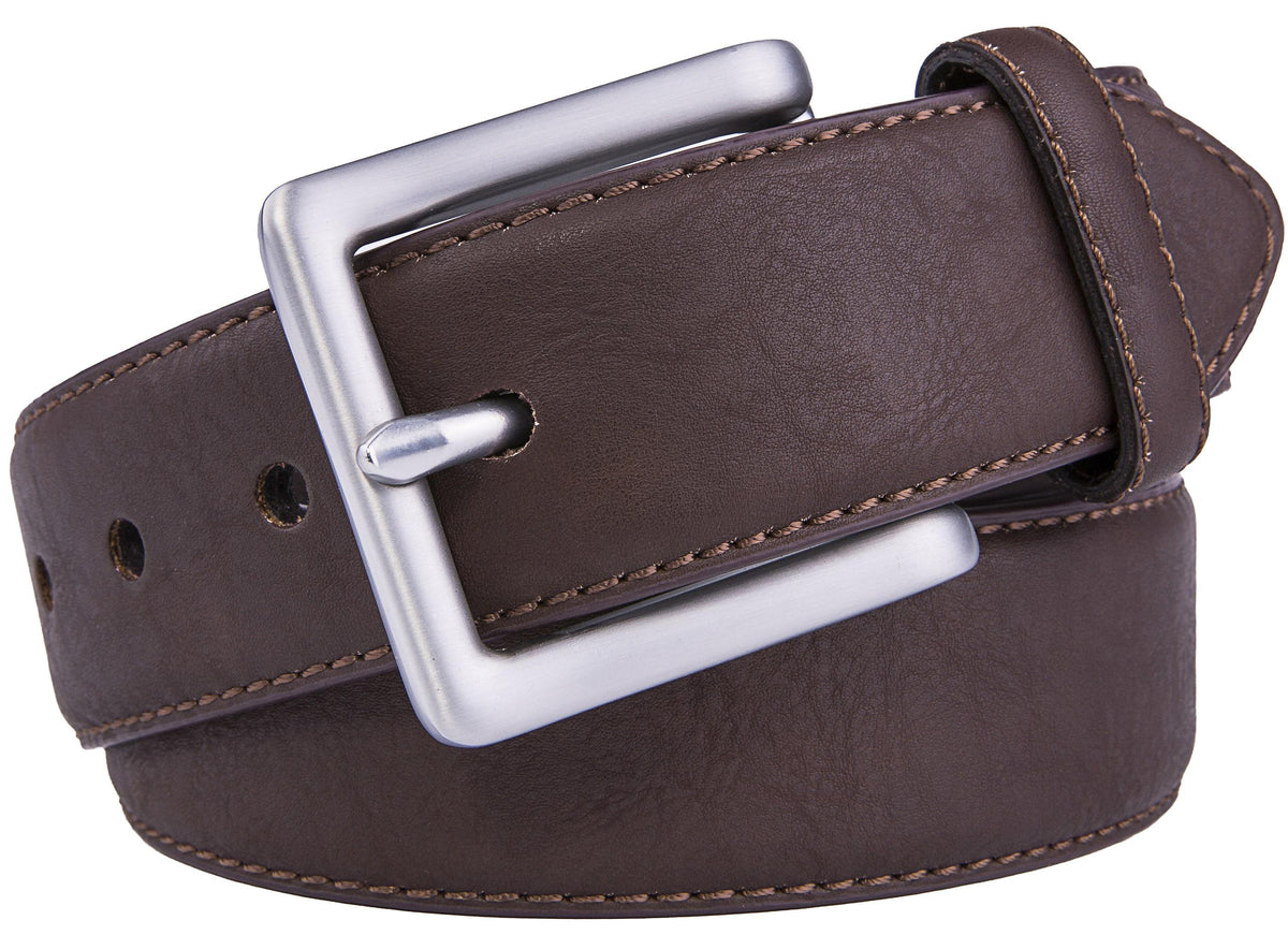Bonded Leather Belt for Men – Nickel Buckle, 1.4" Strap Belts & Ties - Tophatter Daily Deals