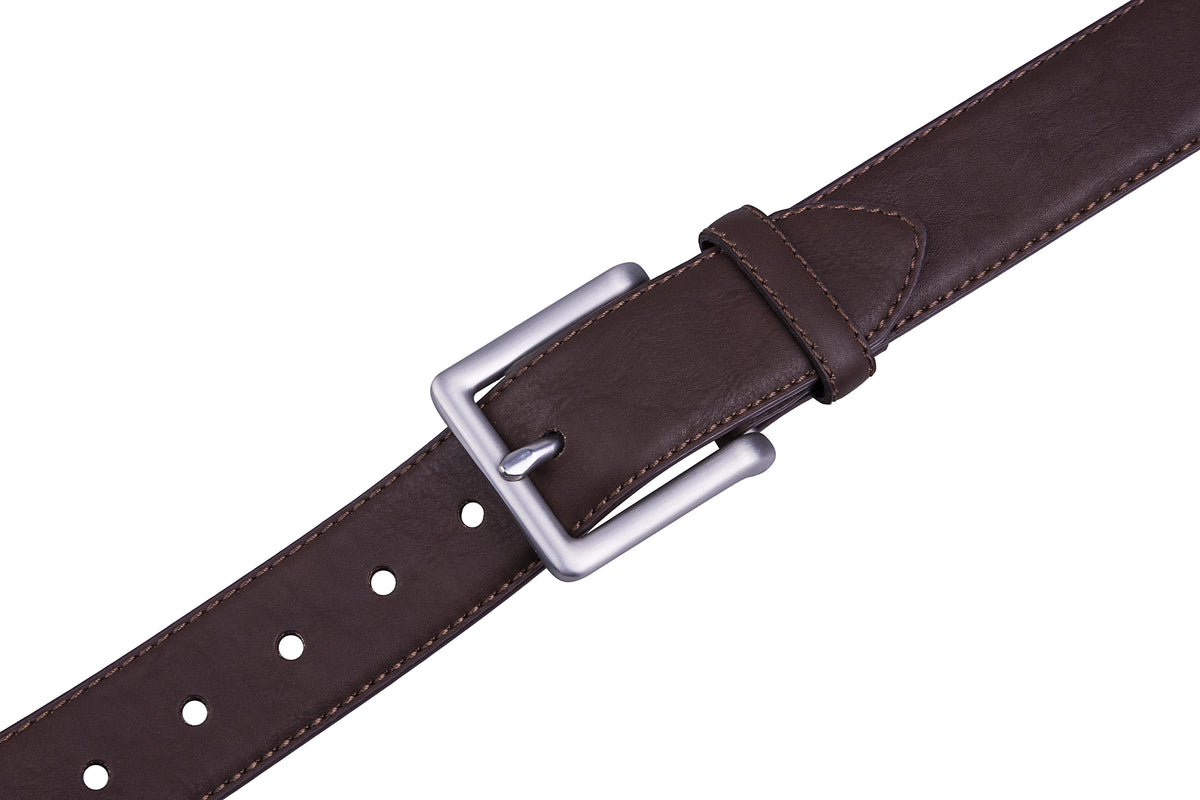 Bonded Leather Belt for Men – Nickel Buckle, 1.4" Strap Belts & Ties - Tophatter Daily Deals