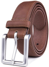 Bonded Leather Belt for Men – Nickel Buckle, 1.4" Strap Cognac Belts & Ties - Tophatter Daily Deals