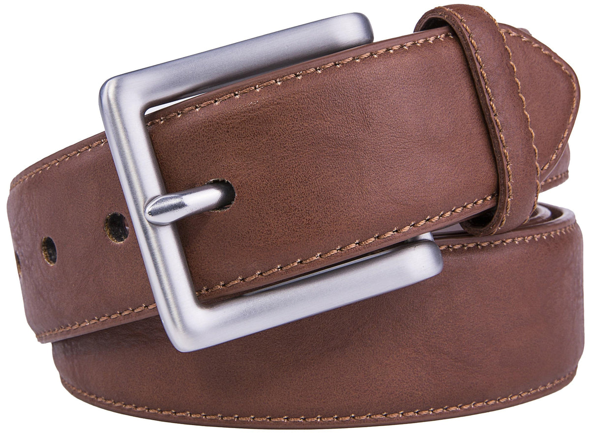 Bonded Leather Belt for Men – Nickel Buckle, 1.4" Strap Belts & Ties - Tophatter Daily Deals