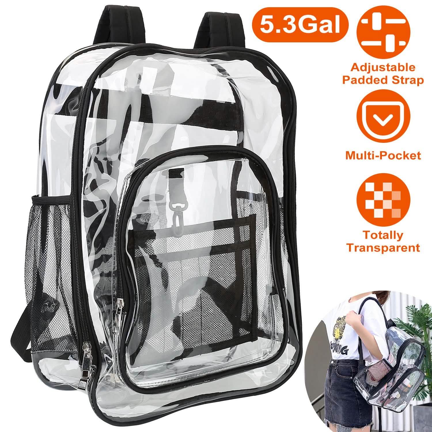 Book Bag Waterproof PVC Clear Backpack 5.3Gal with Reinforced Strap Handbags & Wallets - Tophatter Daily Deals