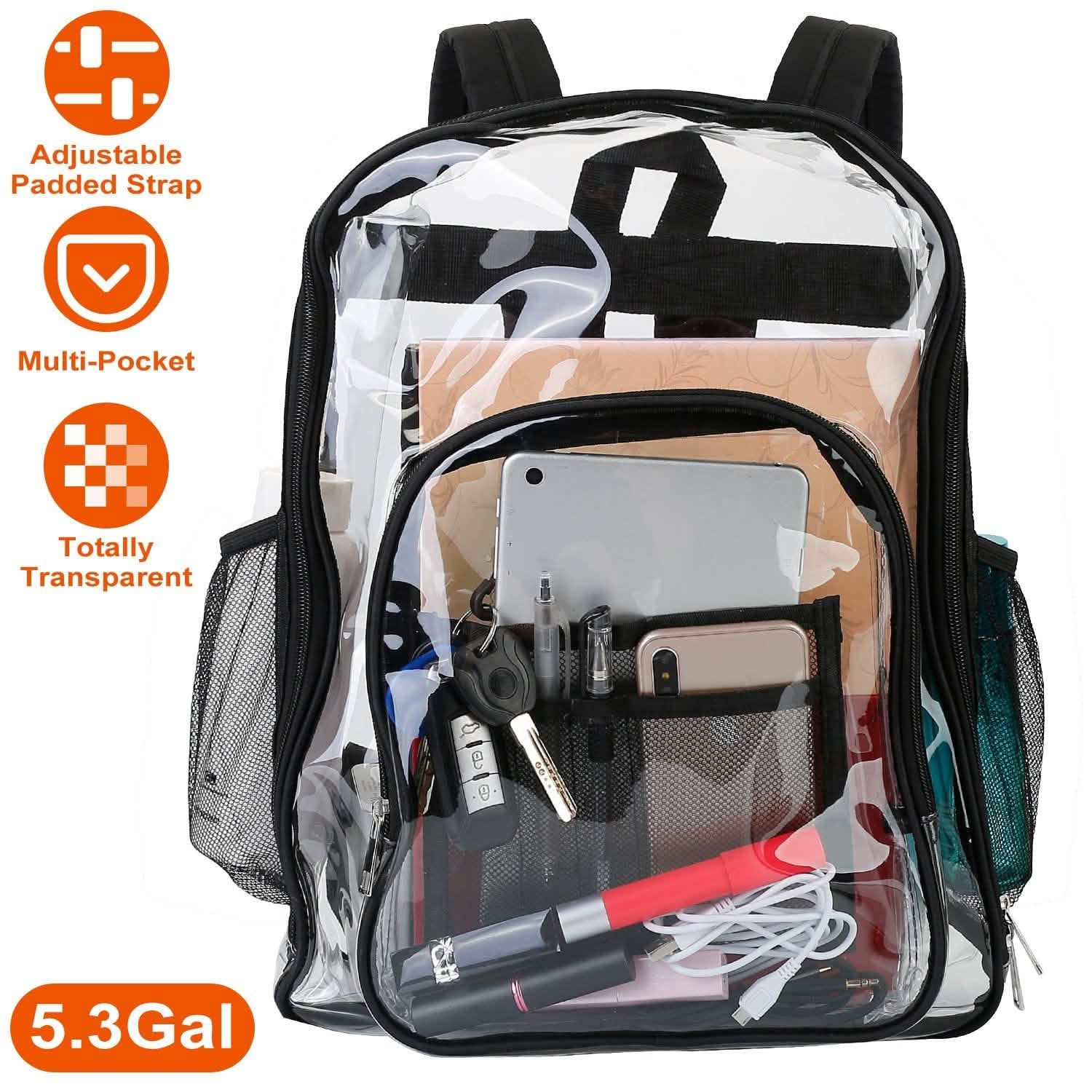 Book Bag Waterproof PVC Clear Backpack 5.3Gal with Reinforced Strap Handbags & Wallets - Tophatter Daily Deals