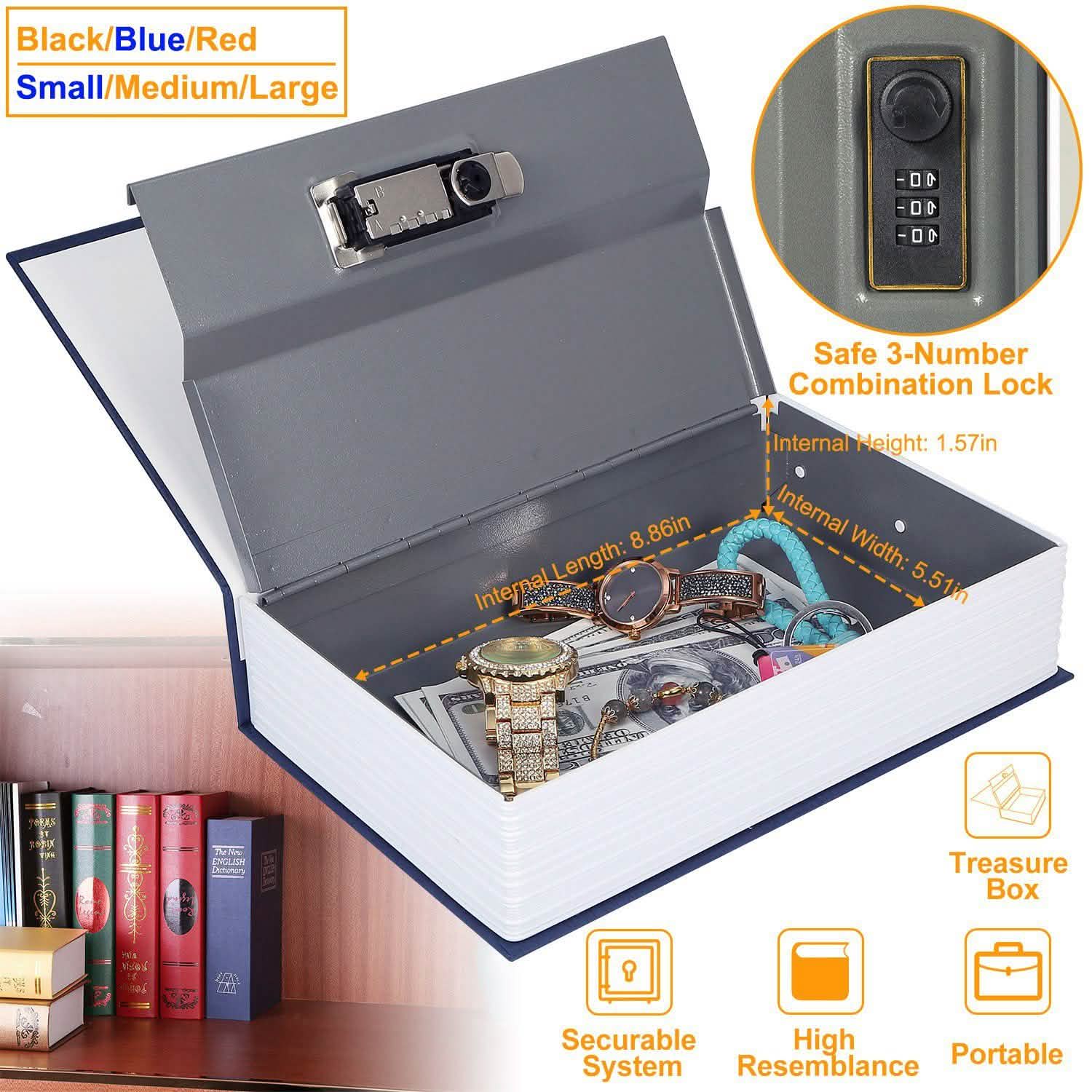 Book Safe with 3-Digit Combination Lock Storage Box Storage & Organization - Tophatter Daily Deals