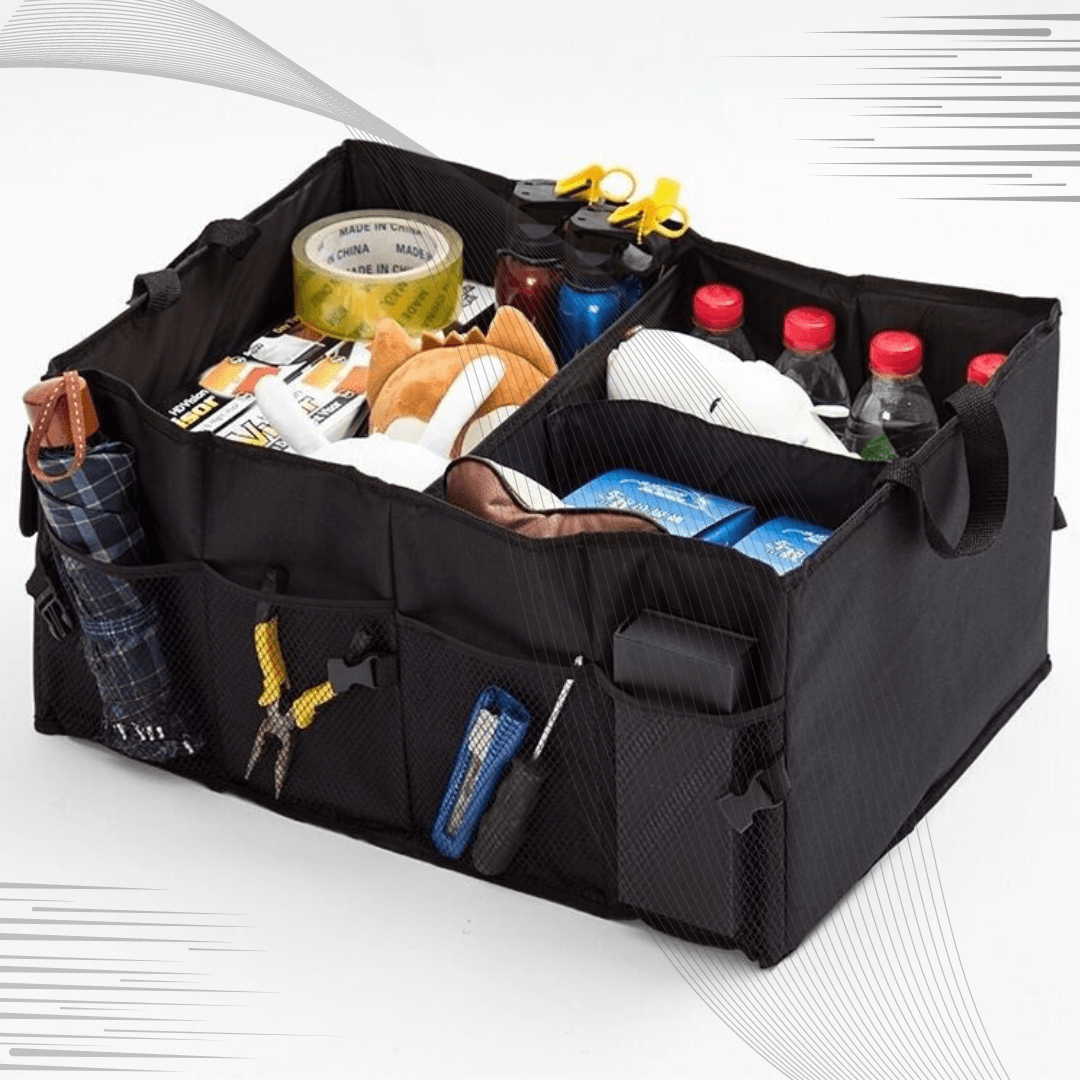 Car Boot Organiser - Heavy Duty Collapsible Foldable Tidy Pocket Storage Car Accessories - Tophatter Daily Deals