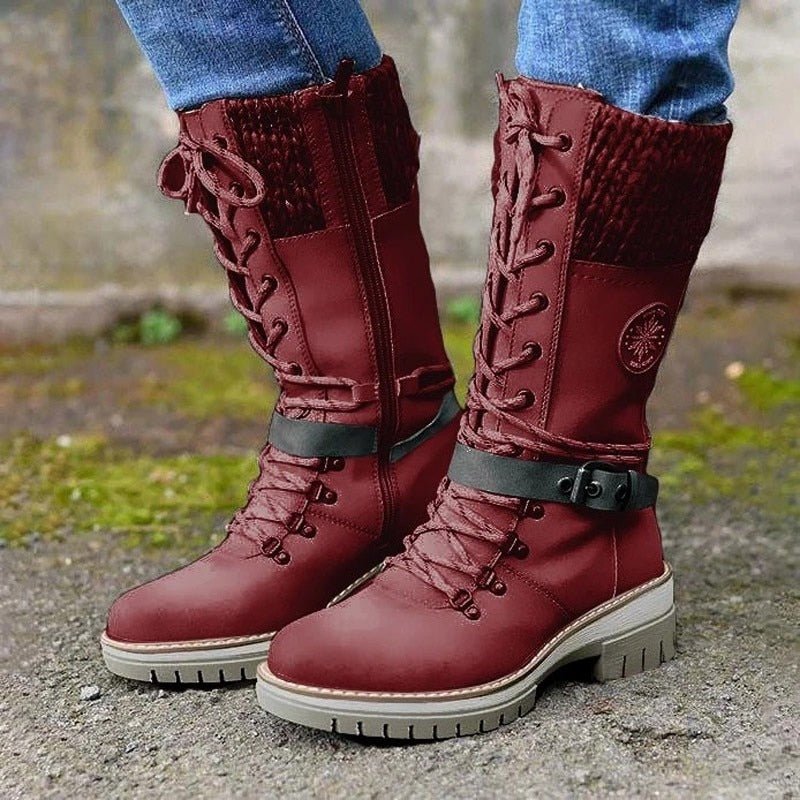 Insulating Women Lace-Up Winter Boots - Mid Faux Leather - Tophatter Daily Deals
