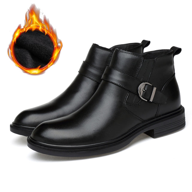 Winter Boots Plus Hair Men Boots Black Glossy Villus Boots - Tophatter Daily Deals