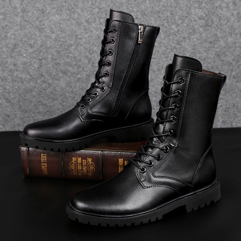 Black Leather Boots Men Boots - Tophatter Daily Deals
